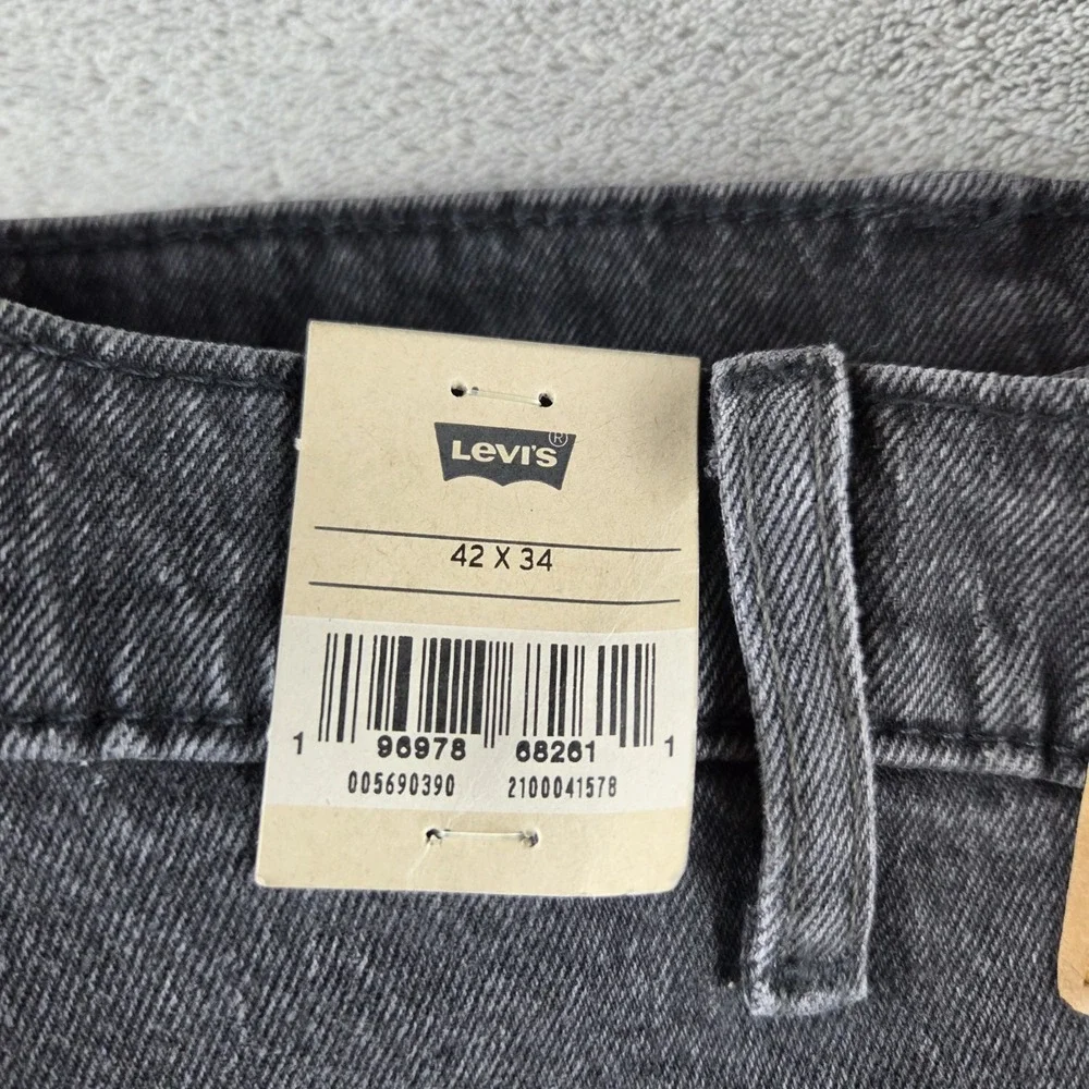 NWT Levi's Jeans Black 569 Loose Straight Baggy Y2K Stretch Men's 42x34 DIstress